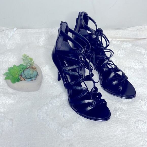 Kenneth Cole Black Caged Stiletto Heels Size 9.5 - Picture 3 of 12